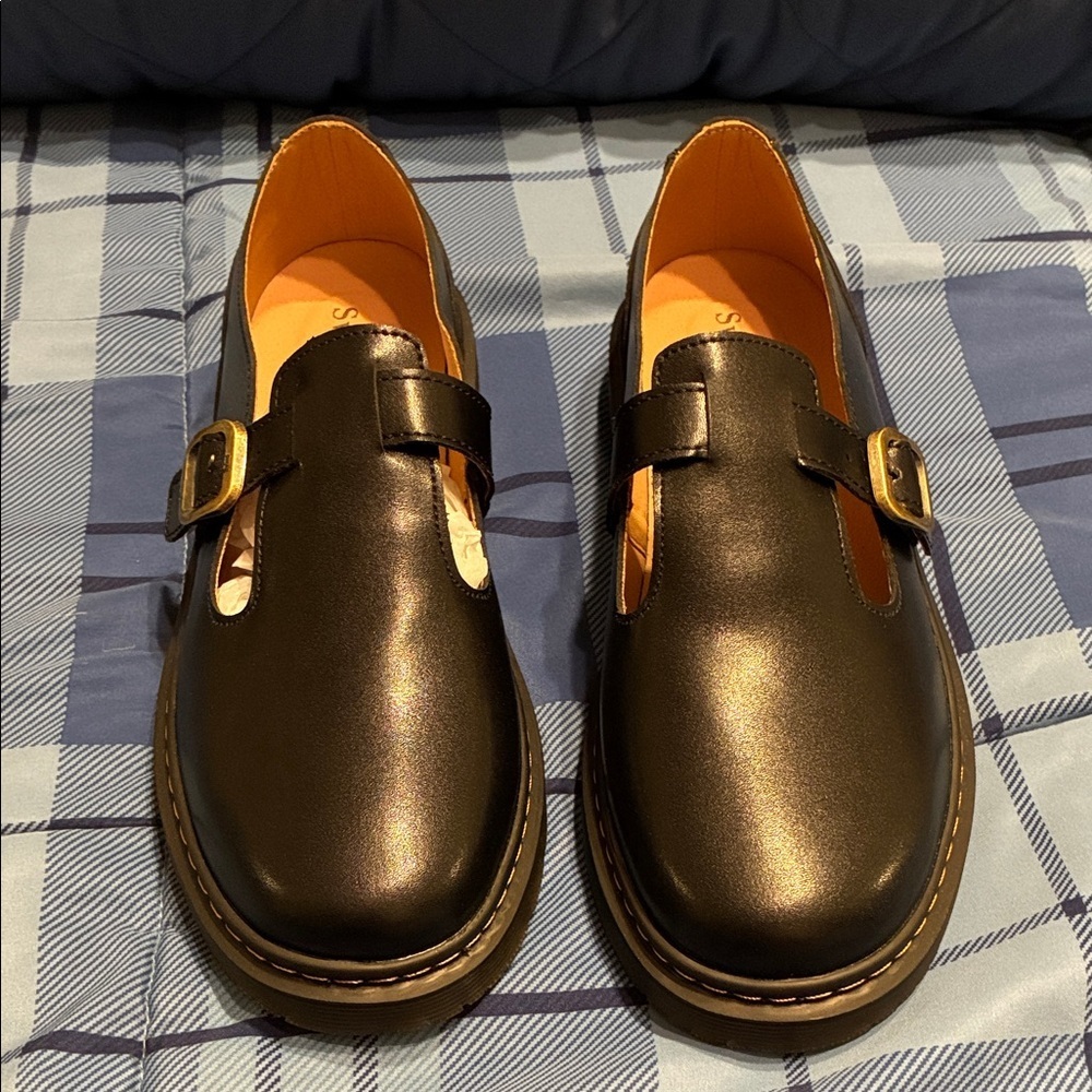 New! Stylish Black Mary Jane Loafers with Buckle size 11